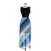 En Focus Studio Cocktail Dress - Maxi: Blue Color Block Dresses - Women's Size 6