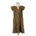 Pilcro Casual Dress - Shirtdress V-Neck Short sleeves: Green Print Dresses - Women's Size Small