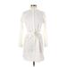 J.Crew Factory Store Casual Dress - Shirtdress Collared 3/4 sleeves: Ivory Print Dresses - Women's Size 2X-Small