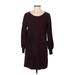Max Studio Casual Dress - Shift Scoop Neck 3/4 sleeves: Burgundy Print Dresses - New - Women's Size Medium