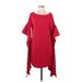 Bebe Casual Dress - Shift Boatneck 3/4 sleeves: Red Print Dresses - New - Women's Size Small