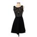 Charlotte Russe Casual Dress - Mini Scoop Neck Sleeveless: Black Print Dresses - New - Women's Size Small