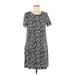 Ellen Tracy Casual Dress - Shift Scoop Neck Short sleeves: Gray Leopard Print Dresses - Women's Size Medium