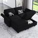 Hokku Designs Jersi 63.8" Sectional Upholstered Sofa w/ Storage Velvet in Black | 33.5 H x 63.8 W x 58.3 D in | Wayfair