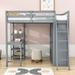 Harriet Bee Jalanni Full Size Wooden Loft Bed w/ Wardrobe & Desk & Shelves in Gray | 68.2 H x 76.1 W x 78.1 D in | Wayfair