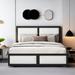 Latitude Run® Graysan Queen Size Platform Bed w/ Rivet-decorated Headboard & 4 Drawers Upholstered/Velvet in White/Black | Wayfair