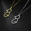 Fishhook JOpeuv- Collier petit chat en acier inoxydable pour homme et femme chaton animal cadeau