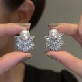 Zcompresses-Boucles d'oreilles en perles d'argent pour femmes micro-croix accessoires de