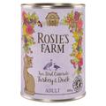 6x400g Turkey & Duck Cans Adult Cat Food Rosie's Farm