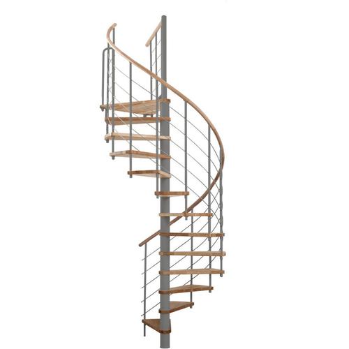 Minka Spindeltreppe Venezia grau Wendeltreppe Holztreppe, 160 cm, Walnuss