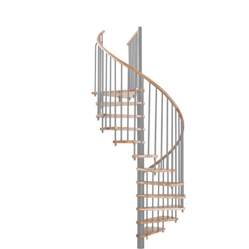 Minka Spindeltreppe SPIRAL WOOD grau Wendeltreppe Holztreppe, 160 cm, Walnuss