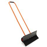 Costway Snow Shovel with Wheels with 30 Inches Wide Blade and Adjustable Handle-Orange