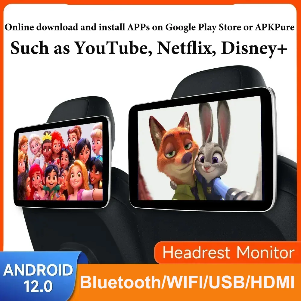 11.6 ''/10.1'' Kopfstütze Monitor Display Android 12 Touchscreen für Auto Rücksitz Player Video Musik FM Bluetooth Airplay HDMI Image
