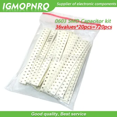 36 Werte * 20 stücke = 720 stücke 4,7 smd Kondensator sortiert Kit 1pf-10uf Komponente DIY Proben Image