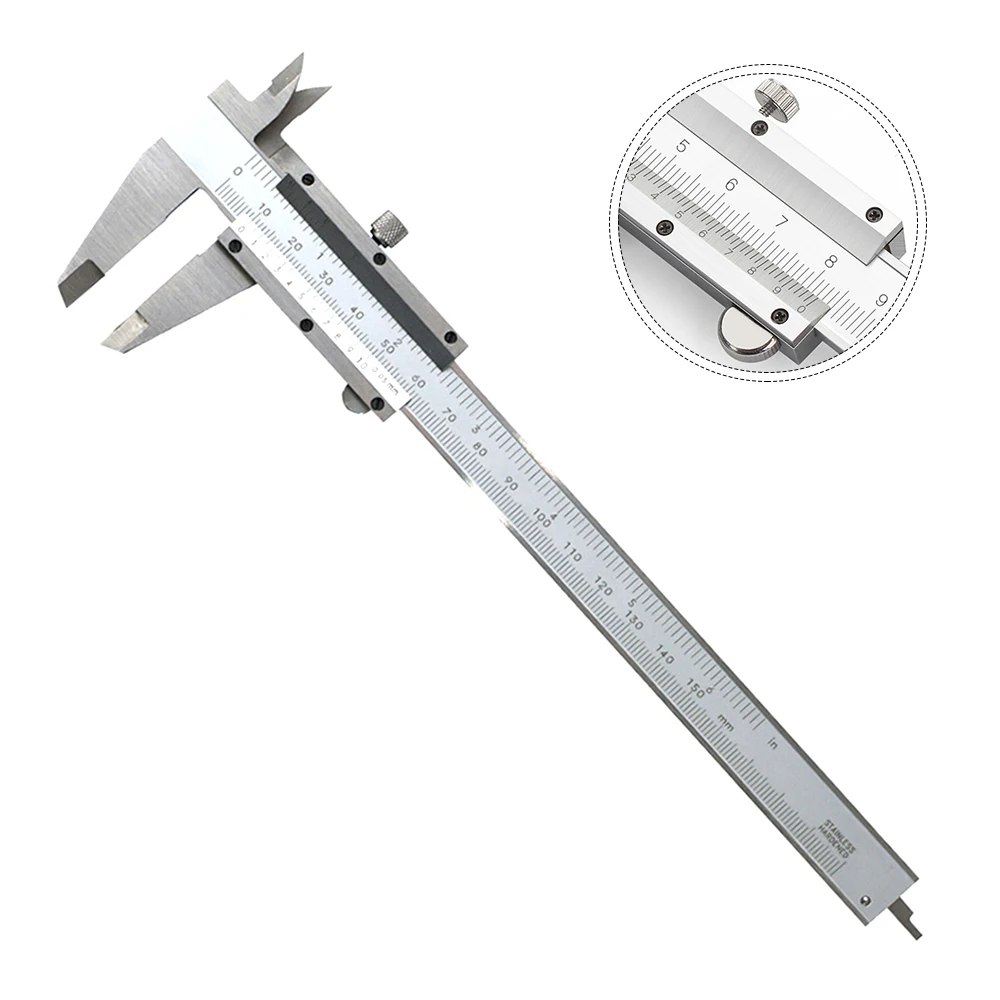 Calibro a corsoio per marcatura da 150 mm 0-6" Micrometro ad alta precisione Strumenti per strumenti di misura in acciaio inossidabile con scatola protettiva