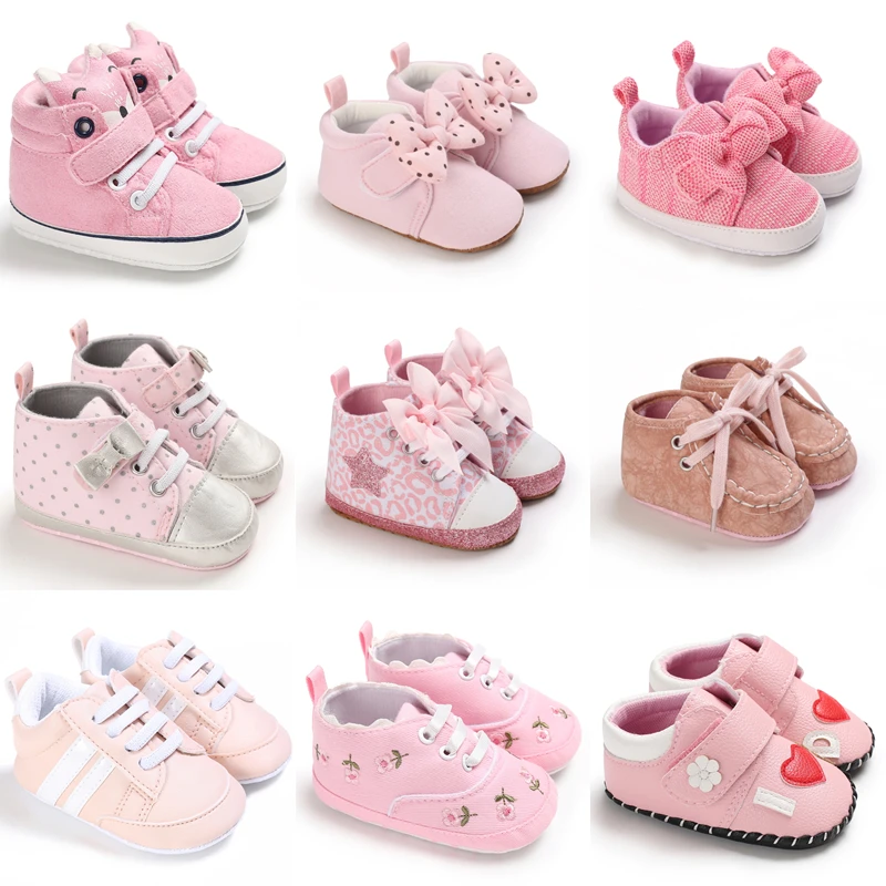 Rosa Babys chuhe Prinzessin Mode Turnschuhe Kleinkind weiche Sohle Anti-Rutsch-First Walker 0-1 Jahre alte Baby Tauf schuhe Image