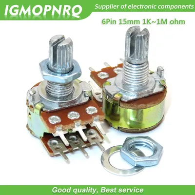 5 stücke B1K B2K B5K B10K B20K B50K B100K B1M 6Pin Welle WH148 Verstärker Dual Stereo Potentiometer 1K 2K 5K 10K 50K 100K 1M Image