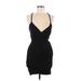 Charlotte Russe Cocktail Dress - Bodycon V-Neck Sleeveless: Black Print Dresses - Women's Size Medium