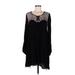 Hem & Thread Casual Dress - Shift Scoop Neck Long sleeves: Black Print Dresses - Women's Size Medium
