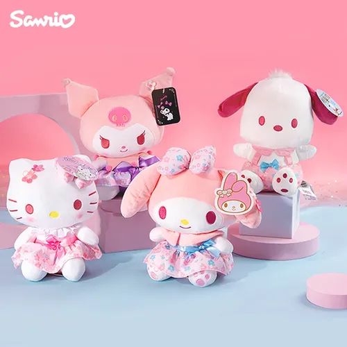 Sanrio Kawaii rosa Hallo Kitty Kuromi Melodie Cinna moroll Pfirsich blüte Serie Stofftier