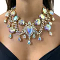 Übertriebene Wasser tropfenform Statement Choker Halsketten für Frauen Geometrie Kristall Halskette