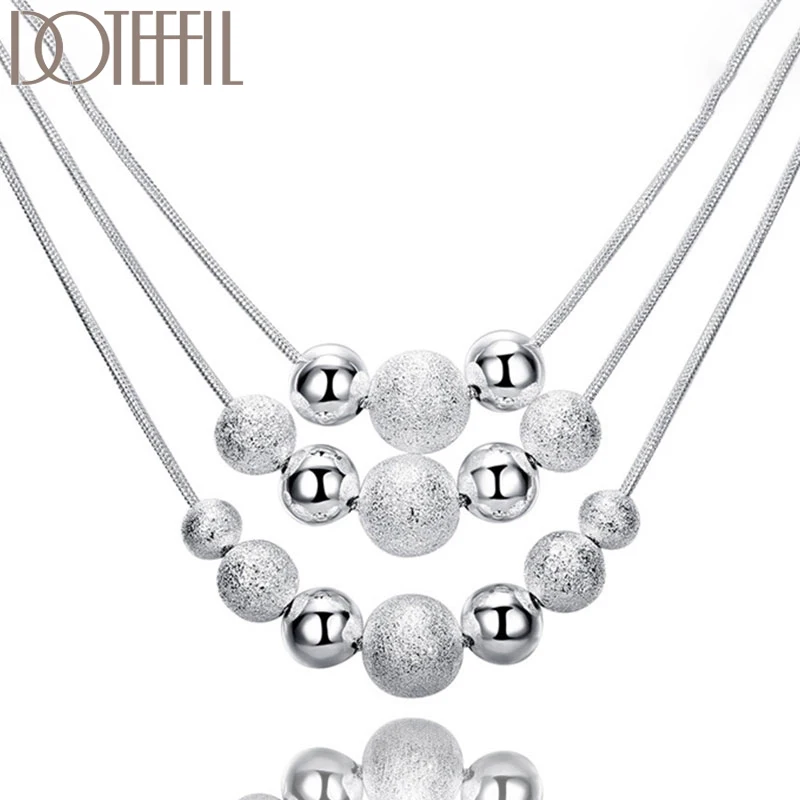 Mattierte runde Perlen-Halskette, heißer Verkauf, modisch, silberfarben, klassischer Schmuck, 45,7 cm, Schlangenkette, Weihnachtsgeschenke Image