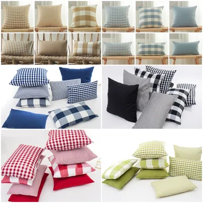 Bauernhaus Buffalo Plaid Striped Werfen Kissen Abdeckungen Sofa Stuhl Dekorative Baumwolle Kissen