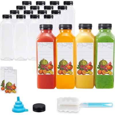 JumblWare 16 fl oz. Reusable Clear Plastic Juice Bottles with Caps, 20 Pcs.