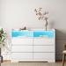 6 Drawer Dresser White for Bedroom with LED Lights, Modern Chests of Drawers with Sturdy Frame for Room, Entryway, Hallway