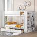 Full over Full or Twin over Twin Bunk Bed With Ladder, Storage Bed Frame With 2 Drawers and Multi-layer Cabinet