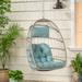 Hanging Egg Chair Without Stand, Indoor/Outdoor Foldable Rattan Swing Hammock Seat with Cushion/Headrest 350 Lbs Capacity