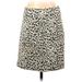 Ann Taylor LOFT Casual Wrap Skirt Knee Length: Ivory Leopard Print Bottoms - Women's Size Small