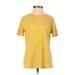 Nine West Short Sleeve T-Shirt: Yellow Solid Tops - Women's Size X-Small