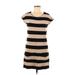 PREMISE Casual Dress - Mini Scoop Neck Short sleeves: Tan Print Dresses - Women's Size Medium