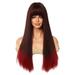 SUCS Wig Long Straight Hair Black Gradient Red Long Curly Hair Wig Headgear Whole Top