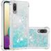 case for Samsung Galaxy A02 Case for Girls Women Fashion Shiny Creativity Quicksand Flowing Liquid Floating TPU Cover Glitter Cute Bling Clear Protective Case for Samsung Galaxy M02 RLS Silver Blue