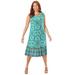Plus Size Women's Fun & Flouncy Shift Dress by Catherines in Clover Green Scroll (Size 6X)