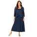 Plus Size Women's Embroidered Jacket Dress by Catherines in Navy (Size 1X)