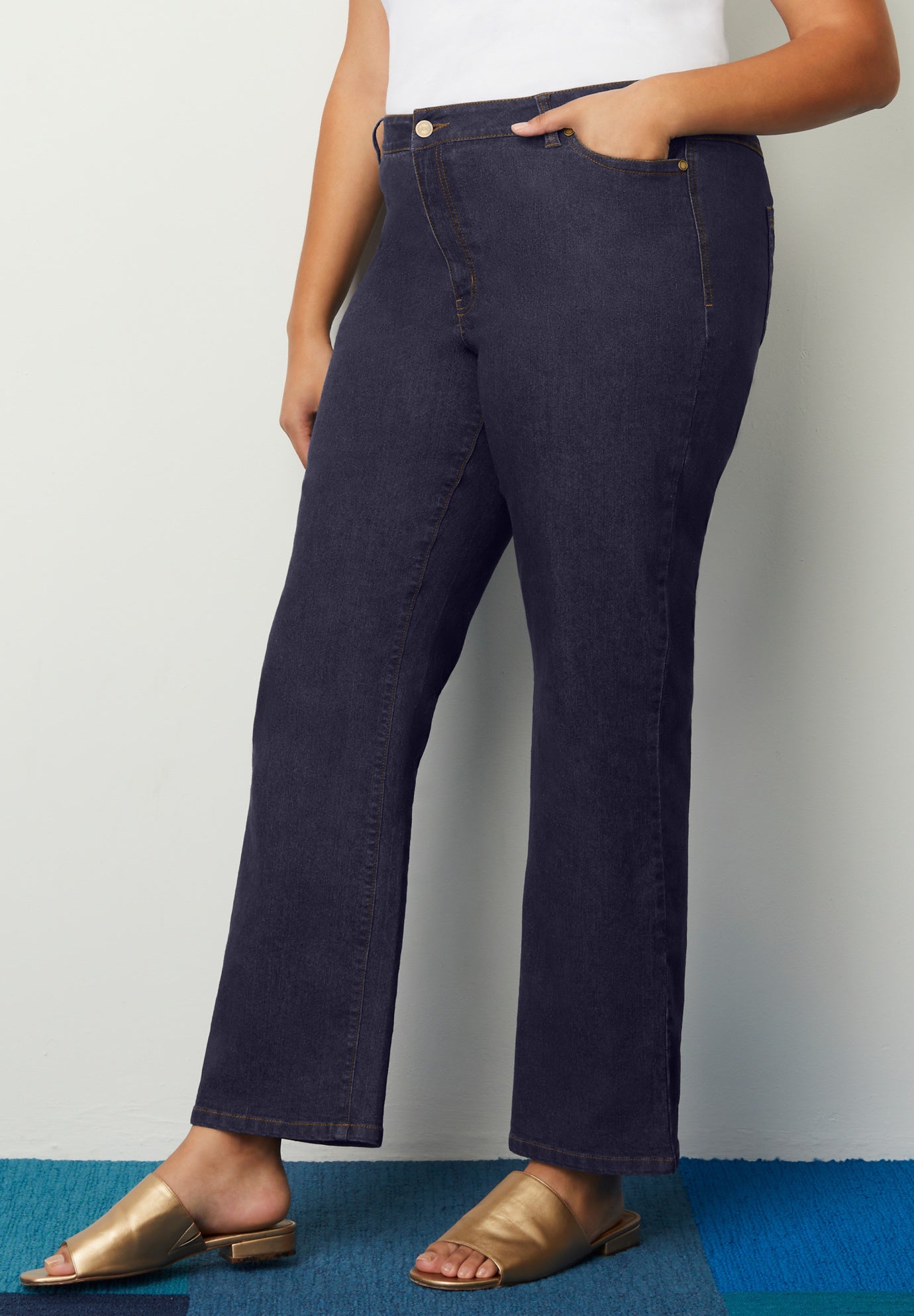 Plus Size Women's June Fit Boyfriend Jeans by June & Vie in Dark Blue (Size 16 W)