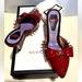 Gucci Shoes | Gucci Red Patent Leather Spike Sadie Mule Sandals Size 35 It | Color: Red | Size: 35 Made In Italy