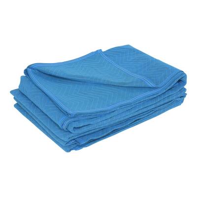 Vestil 72" x 80" Standard Blue Quilted Fabric Moving Blanket QPC-7280-DP-4PK - 4/Case