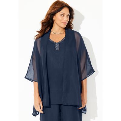 Plus Size Women's Ritzy Cardigan & Tank Set by Catherines in Navy (Size 32 W)