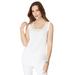 Plus Size Women's Rhinestone-Trimmed Tank by Roaman's in White (Size 14/16)