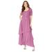 Plus Size Women's Chiffon Tiered Maxi Dress by Roaman's in Mauve Orchid (Size 28 W)