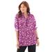 Plus Size Women's Breezeway Half-Zip Tunic by Catherines in Berry Pink Paisley Floral (Size 1X)
