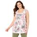 Plus Size Women's Square-Neck Lace Trim Tank by Catherines in White Etched Floral (Size 6X)