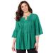 Plus Size Women's GEORGETTE PINTUCK BLOUSE by Catherines in Clover Green Dot (Size 3XWP)