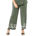 Plus Size Women's AnyWear Embroidered Ankle Pant by Catherines in Olive Green (Size 5X)