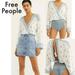 Free People Tops | Free People Intimately On Board Long Sleeve V-Neck Bodysuit W/ Cutout Back Sz Sm | Color: Blue/White | Size: S