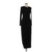 Heart & Hips Casual Dress - Sheath Crew Neck Long sleeves: Black Solid Dresses - Women's Size Large